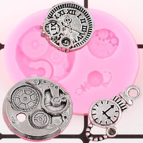 Industrial Steampunk Watches Silicone Mold Cake Decorating Tool Clock Cupcake Topper Fondant Mold Candy Chocolate Gumpaste Mould