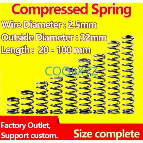 Compressed Spring Release Spring Return Spring Wire Diameter 2.5mm, Outer Diameter 32mm Pressure Plate Spring