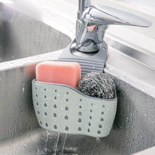 Sink Shelf Soap Sponge Drain Rack Silicone Storage Basket Bag Faucet Holder Adjustable Bathroom Holder Sink Kitchen Accessorie