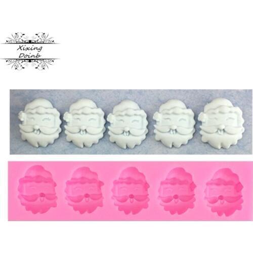 Christmas series Santa Claus head shape soft sugar silicone mold cake decoration oven Chocolate Mold