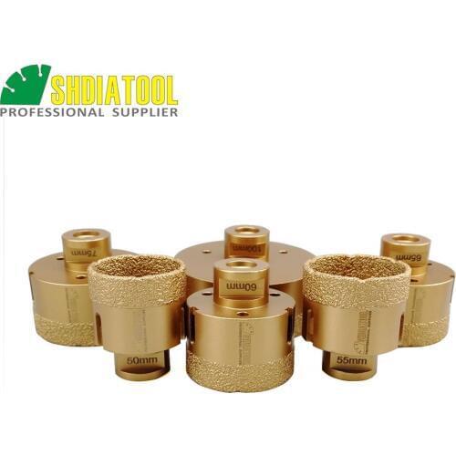 SHDIATOOL Big size Vacuum brazed diamond drilling core bits with 15MM Diamond height 50/55/60/65/75/100mm M14 Thread hole saw