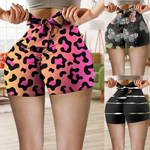 High Waist Shorts Female Gym Leggings Womens Yoga Pants Cycling Sports Fashion Bowknot Hip-lifting Tight Legging Short Pants