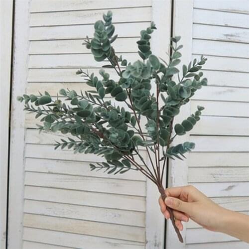 45cm Nordic Wind Artificial Plants Bunch Eucalyptus Money Leaf Home Wedding Deco Flower Arrangement Photography Props Gray Green