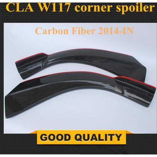 W117 Front Bumper Lip Spoiler Carbon Fiber Corner Spoiler Cup Splitter Fits Mercedes CLA 200 CLA180 CLA250 CLA45 AMG 2014 2015