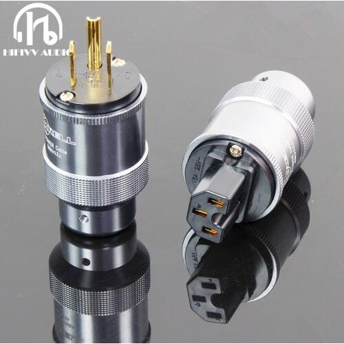 Hifi AC power plug and socket Gold Plated US Power Plug IEC Female Connector for amplifier diameter 12-17mm