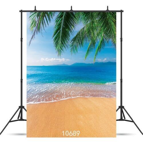 Vinyl Photography Background Beach Sea Palm Tree Blue Sky For Wedding Children Baby New Born Backdrop Photo Studio Photocall
