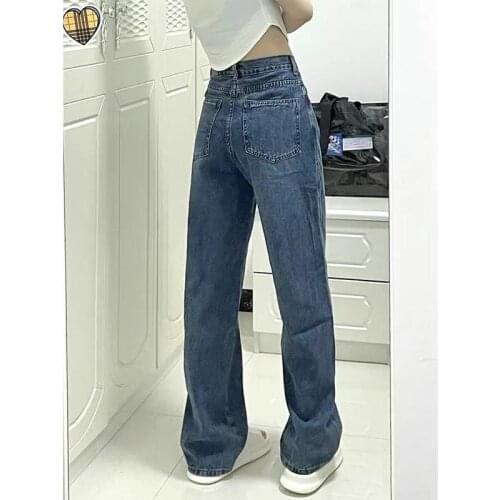 Vintage Jeans For Women Straight Loose Denim Trousers Comfortable Casual Ladies Vintage Casual All-match Street-wear Mom jeans