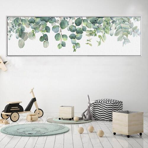 Green Plant Leaves Poster Print Wall Art Canvas Painting Nordic Scandinavian Style Tropical Plants Poster Green Leaves Decor