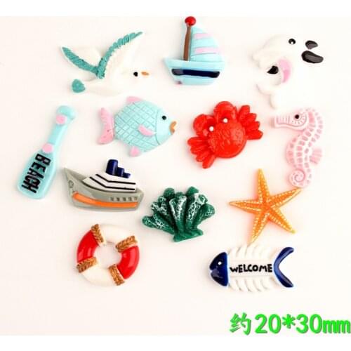10pcs 20*30mm Mix Resin welcome beach crab starfish shell nautical charms ornament decoration Jewelry making Handicraft Material