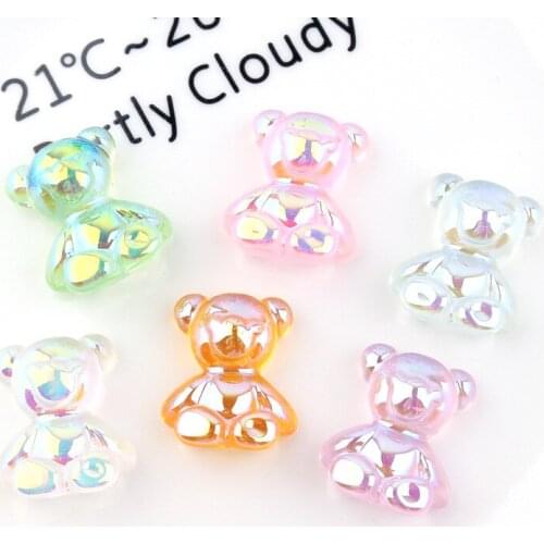 10Pcs Plating Bear Resin Cabochon Kawaii Flat back Resin Cabochons Scrapbooking Decoration Craft DIY Hair Accessories 19*22mm