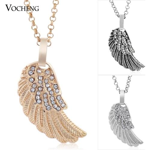 10pcs/lot Wholesale Vocheng Angel Wings Pendant 3 Colors Chain Necklace with Stainless Steel Chain VA-191*10 Free Shipping