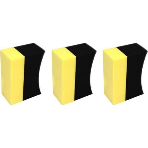 3pcs U Shape Car Tire Waxing Polishing Compound Washing Sponge Cleaning Pad Brush