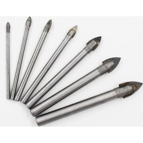 4PCS/6PCS/7PCS 3-12mm Glass Drill Bit Set Tungsten Carbide Tipped Cutter With Hex Shank Triangle Hole Drill For Power Tools