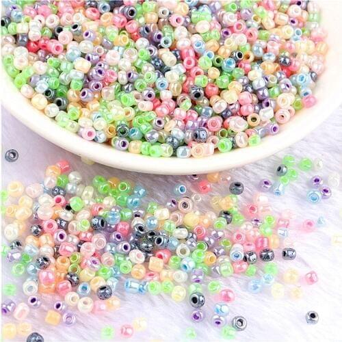 400Pcs 3mm Cream Glass Beads Glossy Czech Round Spacer Glass Bugle Seedbeads for Craft Jewelry Bracelets Garment Accessories