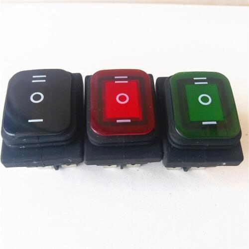 5pcs rocker switch 250V 16A RL2 KCD4 double Self-locking/ self reset switch 6 pin black Waterproof 3 gear ON-OFF-ON 22*29mm 16A