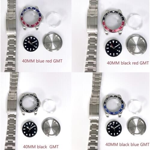 GMT watch accessories 40MM stainless steel case sapphire glass suitable for ETA2836 Mingzhu2813 3804 movement