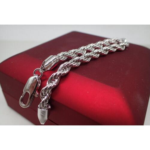 10 K Real White Gold Filled Rope Bracelet 5mm, 19cm / 7.5 inch Long,Mens /Ladies Sale Event