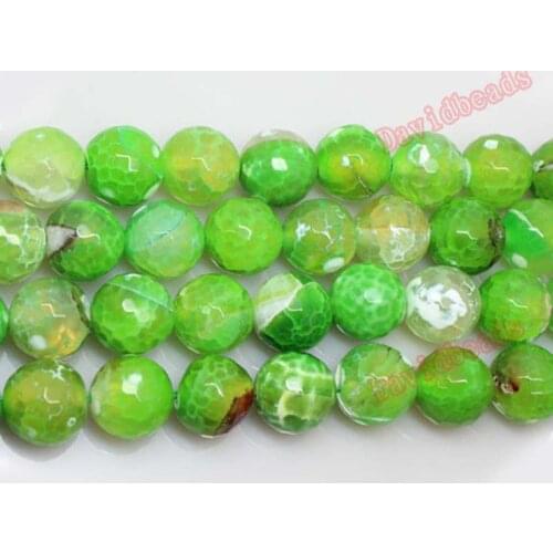Free Shipping 15" Strand Natural Stone Green Crab Faceted Fire Agat Round Beads 8 10 12MM Pick Color For Jewelry