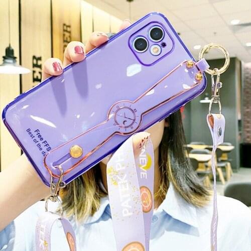 Luxury Wrist Strap Case For iPhone 12 Pro Max Mini 11 Pro Max XS XR X Soft Silicone Phone Cover For iPhone SE 2020 8 7 6S 6 Plus