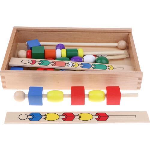 Color & Geometry Beads Shape Matching Game Toy Montessori Mathematics Teaching Aid Material Kids Early Educational Toy