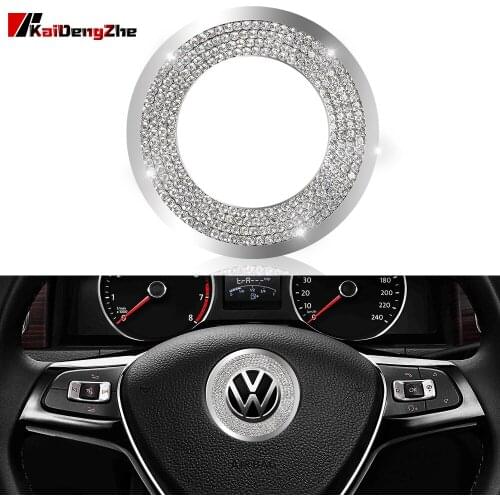 1PCS Steering Wheel Crystal Sticker Car Logo Rhinestones Decorative For Volkswagen Polo 4 5 6 7 VW Golf T5 Interior Accessories