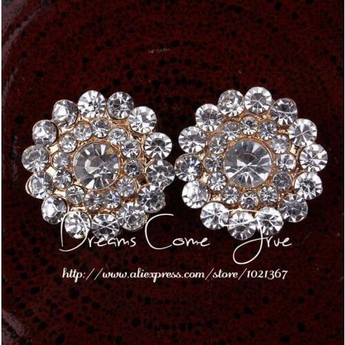 200 pcs/lot 20MM 2Color Flat Back Decorative Rhinestone Button For Garment Accessories/Headwear Alloy Gold Buttons For DIY Craft