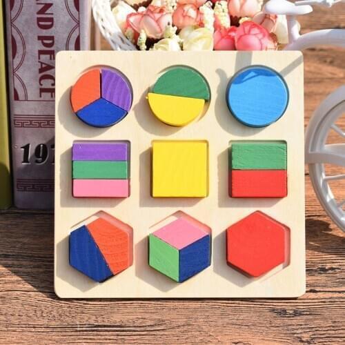 Wooden Geometric Shapes Montessori Puzzle Sorting Math Preschool Learning Educational Game Baby Kinderspielzeug Toys BY50GW
