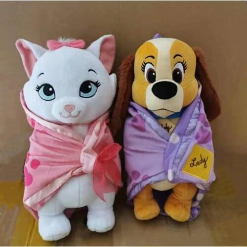 Disney Lady And The Tramp Cartoon Cat&Dog Plush Toy Babies Stitch With Blanket Appease Towel Cute Stuffed Animals Doll 10'' New
