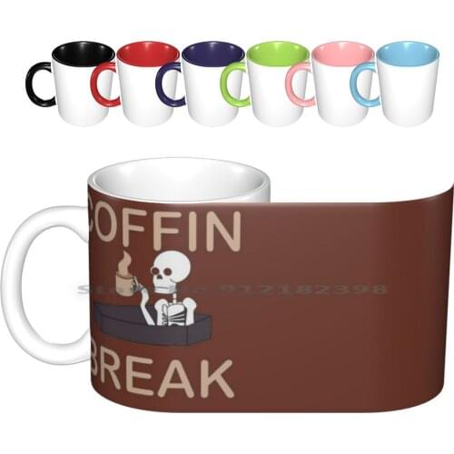 Coffin Break-Ceramic Mugs Coffee Cups Milk Tea Mug Cosplay Prop Coffin Coffee Skeleton Replica Creative Trending Vintage Gift
