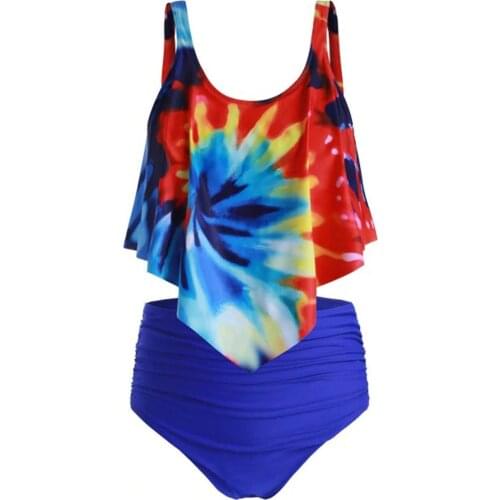 2 Pieces Bikinis Set Printing Round Neck High Waisted Bottom Summer Swimsuit for Women Bathing Suit Beachwear Brazilian Bikini