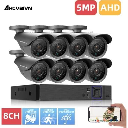 H.265 8CH 5MP HDMI AHD DVR Kit 8CH CCTV System 5MP HD 4/8pcs Indoor Outdoor AHD Camera Video Security Surveillance Set
