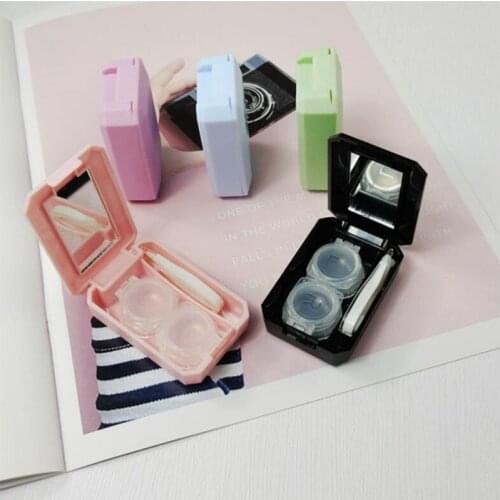 Mini Eye Contact Lenses Container For Eyes Care Kit Lenses Storage Box Case Women Men Cute Solid Color Contact Lens Cases
