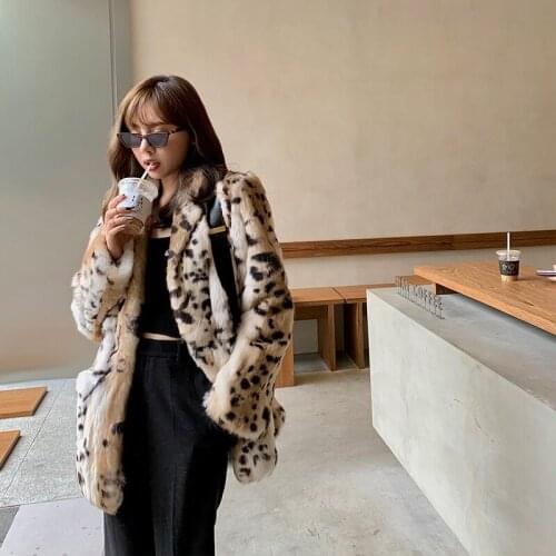 Fashion Street Leopard Rex Rabbit Fur Coat Warm Coats and Jackets Women 2020 Autumn Winter Female Jacket Ropa De Mujer Zjt1199