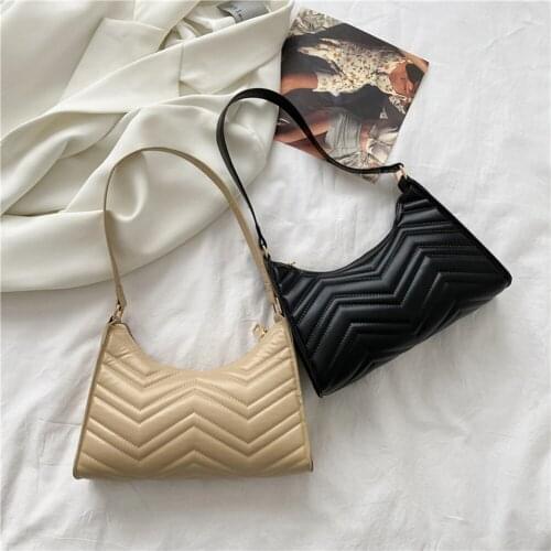 Fashion Women Solid Color PU Leather Shoulder Bags Casual All-match Hobos Underarm Bag Ladies Small Top-handle Handbags Purses