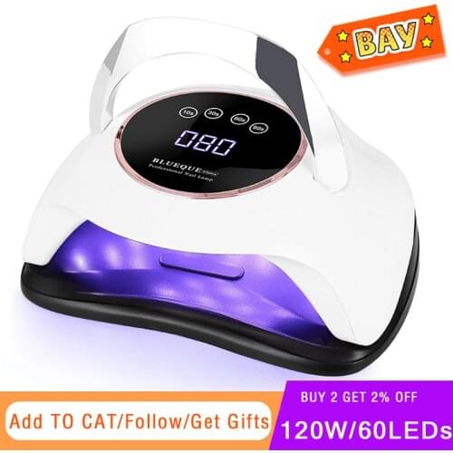 NEW 120W 5T Plus UV Lamps For Nails Ice Lamp For Manicure Nail Dryer LED Nails Lamp For Curing Gel Polish Nail Drying Lamp Tools