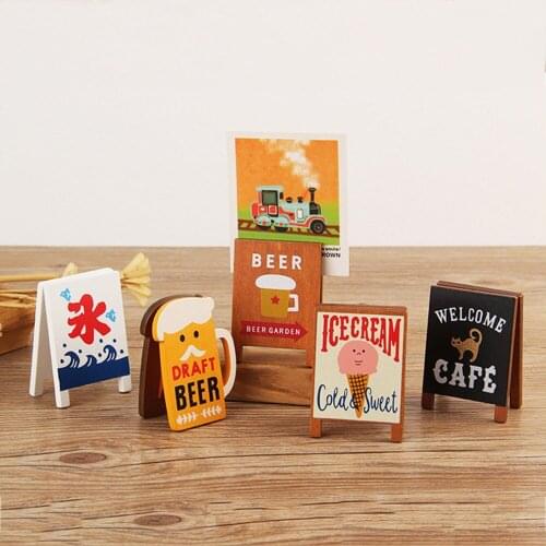 Cartoon Wood Card Holder Kawaii Memo Folder Photo Stand Desk Organizer Home Furnishing Decoration Office Accessories