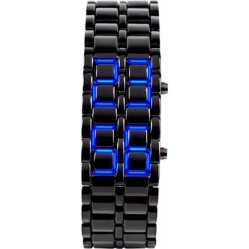 Men Iron Samurai Stainless Steel Watch LED Digital Watches Women Lover Bracelet Wristwatches gai