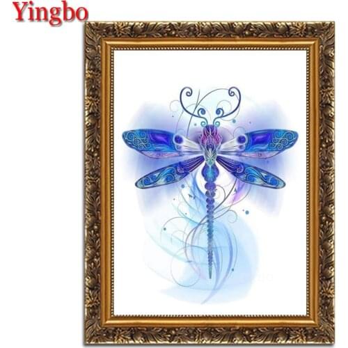 New Dragonfly Wall Art Abstract diy 5D diamond Painting kits Rhinestones color insect Diamond embroidery Mosaic art decoration