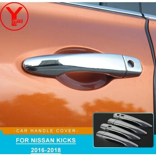Chrome Exterior Door Handle Cover Trim Protector Car Electroplate Cup Overlay For Nissan Kicks 2016 2017 2018 Free Shipping