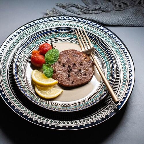 Steak dinner plate vegetable plate household European creative ceramic tableware pasta plate salad plate Western food plate