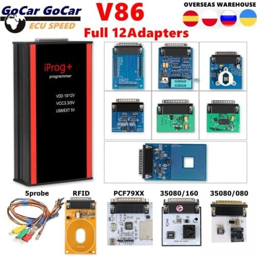 V86 iProg Pro Programmer Full 12 Adapters No Glue Clean PCB Supports Car Till 2019 Better Digiprog Carprog 3 IN 1 Function