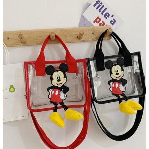 Disney Mickey Mouse Transparent Shoulder Bag For Girl Boy Fashion Kids Bags Flaps Coins bag Cross Bag Cute Mickey Small Handbag