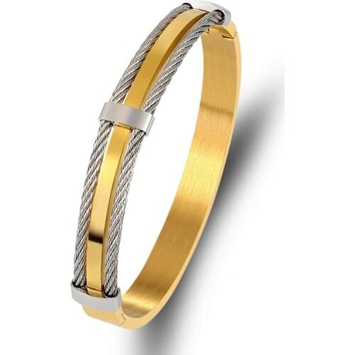 Luxury Cable Wire Mesh Bracelets Punk Jewelry For Men Arm Bracelets Stainless Steel Jewellery Couple Jewelry Fashion Pulseiras