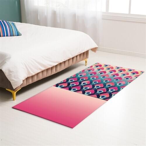 Rose Red Solid Geometric Stitching Bedroom Floor Mat For Girl Princess Style Bedside Mat Long Kitchen Runner Mat Set Bath Mat