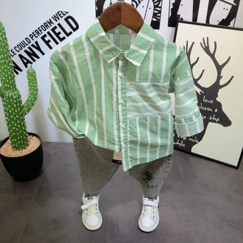 Autumn Boys Tracksuit Striped Long Sleeve Shirt Fashion Jeans Sport Suit Toddler Boy Clothing Sets 2 3 4 5 6 Years Kids 2pcs