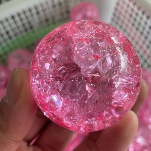 1pcs Beautiful pink Angel Glass Feng Shui gem ball ice crack ball home garden decoration