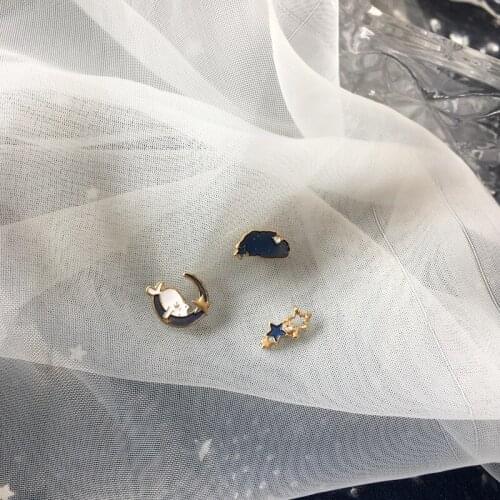 Rhinestone Beautiful Cloud Moon Fake Earrings Star Cute Kids Earrings