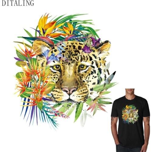 Animal Patch Thermotransfer For Clothes Leaf Leopard Sticker For Men T-Shirt Jacket DIY Washable Sticker Stripe Iron Print Patch