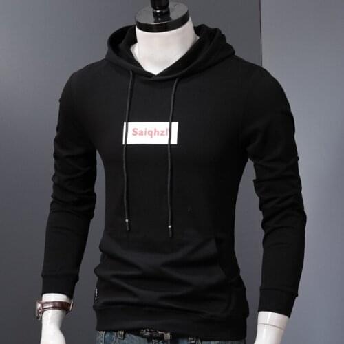 Black Hoodie Men Letter Printed Hoody Autumn Hip Hop Tracksuit Streetwear Mens Clothes Cotton Oversized Hooded Sweatshirt