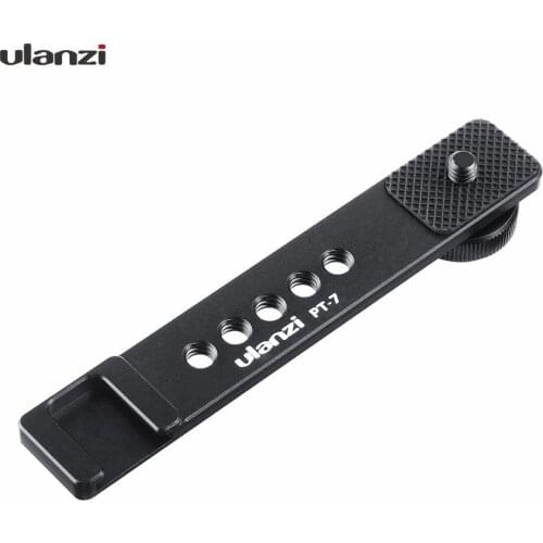 Ulanzi PT-7 Vlog Extension Mount Bar Aluminum Alloy Cold Shoe Stand Bracket 1/4 Screw for LED Video Light Microphone Gopro